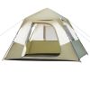 p6-person Army Green Beige Camping Tent Polyester Cloth Automatic Iron Rod