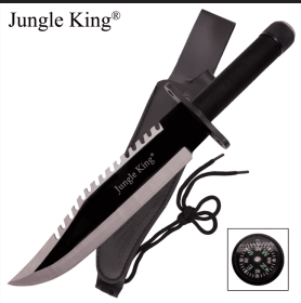 Jungle King Survival Fixed Blade Knife with Sheath (Black)