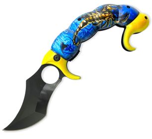Tiger-USA® Spring Assisted Scorpion Tail Blue and Yellow