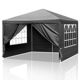 10x10ft Black Canopy , 4 Sides Pergola, PE Cloth, Sprayed Iron Pipe, Spiral Pipe