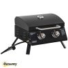 Outsunny 2 Burner Propane Gas Grill Portable Tabletop BBQ with Foldable Legs Lid Thermometer for Camping Black