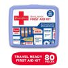 Johnson & Johnson Travel Ready Portable Emergency First Aid Kit, 80-Piece All-Purpose Medical Kit for Home, Car, or Travel