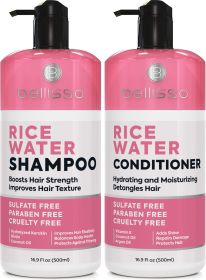 Rice Water Shampoo and Conditioner Set Sulfate Free for Thin and Fine Hair Fuller Thickening Formula for Women and Men With Strengthening Saw Palmetto