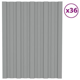 Roof Panels 36 pcs Galvanized Steel Gray 23.6"x17.7"