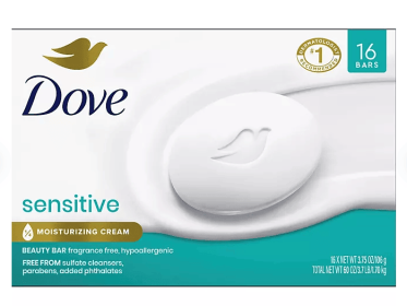 Dove Beauty Bar Soap, Sensitive Skin, 3.75 oz., 16 ct.
