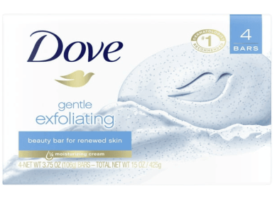 Dove Beauty Bar Women's Bath Soap Gentle Exfoliating Renews Soft Smooth Skin, 3.75 oz 4 Bars