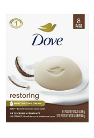 Dove Beauty Bar Soap for Women Restoring Coconut & Cocoa Butter All Skin, 3.75 oz 8 Bars