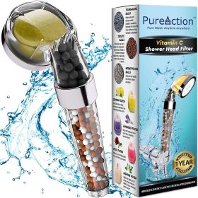 PureAction Vitamin C Shower Head Filter with Hose & Replacement Filters Hard Water Softener  Chlorine & Fluoride Filter Water Purifying Filtered