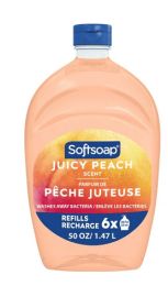 Softsoap Juicy Peach Liquid Hand Soap, Kitchen and Bathroom Hand Soap, Rich Fruity Scent, 50 fl oz Refill Bottle