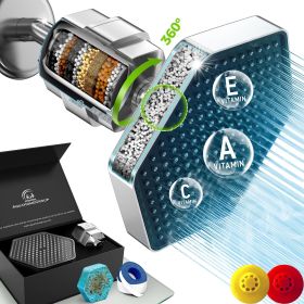 Luxury Filtered Shower Head Set Chrome 20 Stage Shower Filter for Hard Water for Chlorine Fluoride Heavy Metals Water Filter Shower Head with Vit