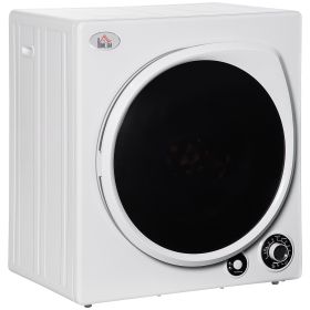 HOMCOM Automatic Dryer Machine, 1350W 3.22 Cu. Ft. Portable Clothes Dryer with 5 Drying Modes and Stainless Steel Tub for Apartment or Dorm, Whit