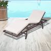 Sun Lounger with Cushion Poly Rattan Brown