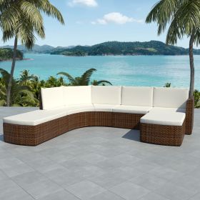 4 Piece Garden lounge set with Cushions Poly Rattan Brown