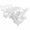 5 Piece Outdoor Dining Set Solid Acacia Wood White