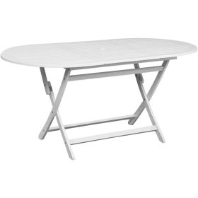 Garden Table White 62.9"x33.4"x29.5" Solid Acacia Wood