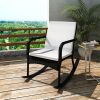 Rocking Garden Chair with Cushion and Pillow Poly Rattan Black
