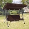 Outdoor Convertible Swing Bench with Canopy Coffee