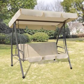 Outdoor Convertible Swing Bench with Canopy Sand White
