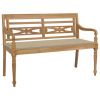 Batavia Bench with Beige Cushion 47.2" Solid Teak Wood