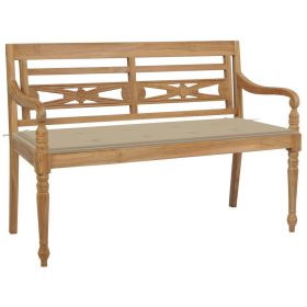 Batavia Bench with Beige Cushion 47.2" Solid Teak Wood