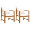Patio Chairs 2 pcs with Cream Cushion Solid Acacia Wood