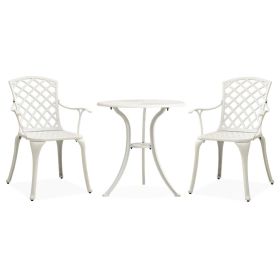 3 Piece Bistro Set Cast Aluminum White