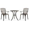 3 Piece Bistro Set Cast Aluminum Bronze