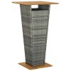 Bar Table Gray 23.6"x23.6"x43.3" Poly Rattan and Solid Acacia Wood