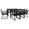 9 Piece Patio Dining Set PVC Rattan Black