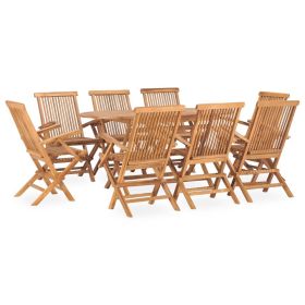 9 Piece Folding Patio Dining Set Solid Teak Wood