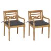 Batavia Chairs 2 pcs with Anthracite Cushions Solid Teak Wood