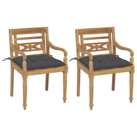Batavia Chairs 2 pcs with Anthracite Cushions Solid Teak Wood