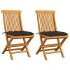 Patio Chairs with Taupe Cushions 2 pcs Solid Teak Wood