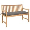 Patio Bench with Gray Cushion 47.2" Solid Teak Wood