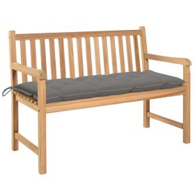 Patio Bench with Gray Cushion 47.2" Solid Teak Wood