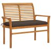 Patio Bench with Taupe Cushion 44.1" Solid Teak Wood