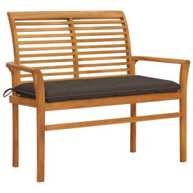 Patio Bench with Taupe Cushion 44.1" Solid Teak Wood