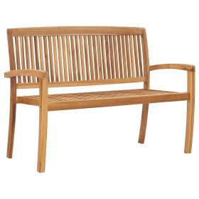 2-Seater Stacking Patio Bench 50.6" Solid Teak Wood
