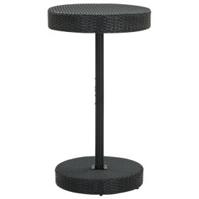 Patio Table Black 23.8"x41.7" Poly Rattan
