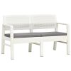 2-Seater Patio Bench with Cushions 47.2" Plastic White