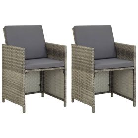 Patio Chairs 2 pcs with Cushions Poly Rattan Gray
