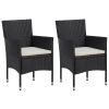 Patio Dining Chairs 2pcs Poly Rattan Black