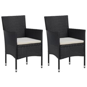 Patio Dining Chairs 2pcs Poly Rattan Black
