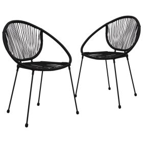 Patio Chairs 2 pcs PVC Rattan Black