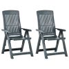 Patio Reclining Chairs 2 pcs Plastic Green