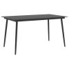 Patio Dining Table Black 59.1"x35.4"x29.1" Steel and Glass