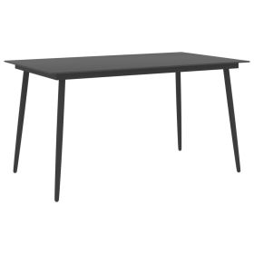 Patio Dining Table Black 59.1"x35.4"x29.1" Steel and Glass