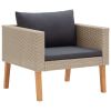 Single Patio Sofa with Cushions Poly Rattan Beige