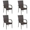 Stackable Patio Chairs 4 pcs Poly Rattan Brown