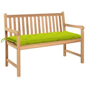 Patio Bench with Bright Green Cushion 47.2" Solid Teak Wood